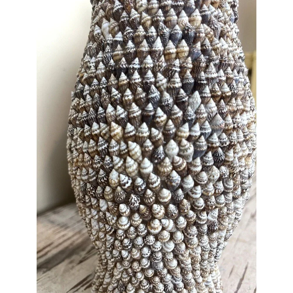 Vintage Handcrafted Marginella Sea Shell Candle Dome Covered Entirely In Shells